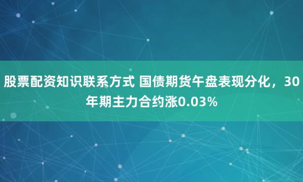 股票配资知识联系方式 国债期货午盘表现分化，30年期主力合约涨0.03%